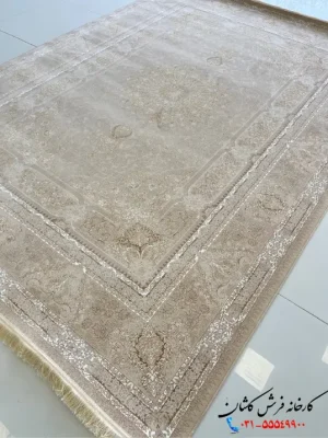 فرش طلاکوب گل برجسته 1200 شانه طرح رخساره کاشان