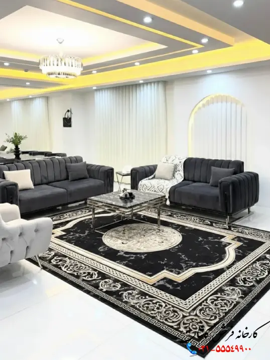 فرش مدوسا مشکی ورساچه 1200 شانه