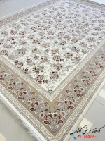 فرش کرم 1200 شانه طرح گلستان کاشان