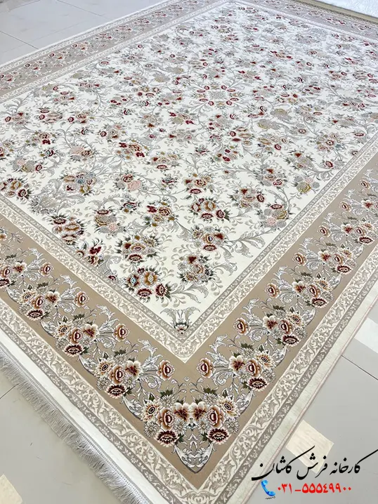 فرش کرم 1200 شانه طرح گلستان کاشان فرش کرم 1200 شانه طرح گلستان کاشان