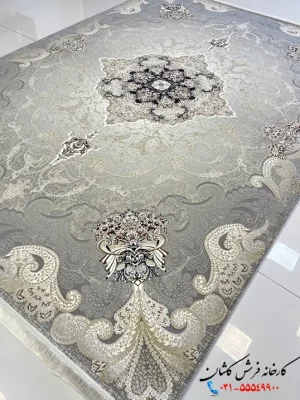 فرش 1200 شانه گل برجسته بدون حاشیه شگفتی کاشان