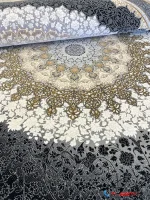 فرش کلاسیک جدید مشکی طلایی طرح صدرا کاشان