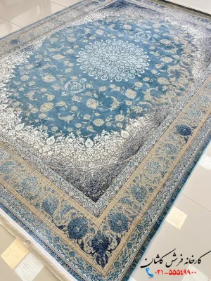 فرش آبی کاربنی جدید ۱۲۰۰ شانه طرح پانا