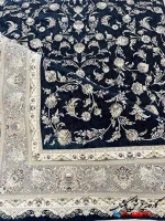 فرش افشان سرمه ای 1200شانه طرح زرین کاشان