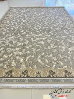 فرش بژ گل برجسته 1200شانه طرح صدف کاشان