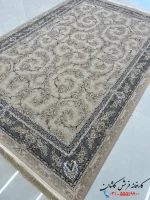 فرش طلاکوب 1200 شانه طرح رز صدفی کاشان