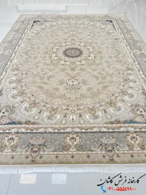 فرش طلاکوب بژ 1200شانه شهیاد کاشان