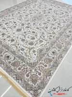 فرش کرم گل برجسته 1200 شانه طرح کیمیا کاشان