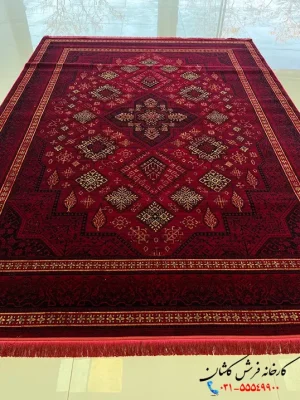 فرش کلاسیک 700 شانه لاکی طرح جهان نما کاشان