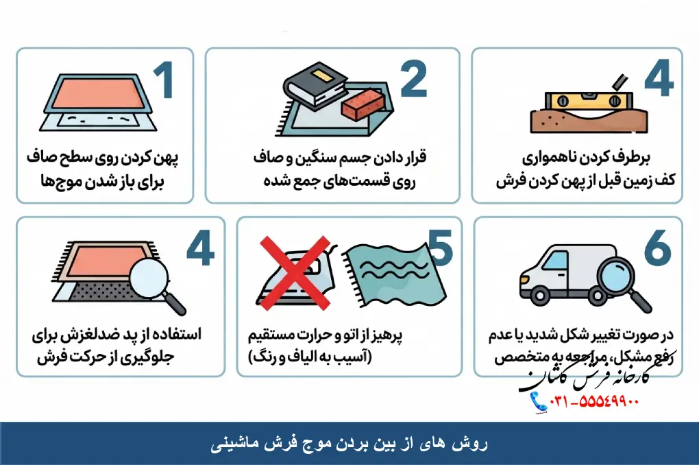 روش های از بین بردن موج فرش ماشنی