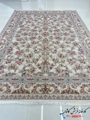 فرش 1200شانه بهشت نقره ای طرح رزا کاشان