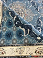 فرش آبی کلاسیک 1200 شانه طرح چکاوک کاشان