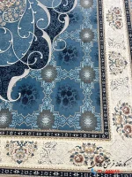 فرش آبی کلاسیک طرح چکاوک 1200 شانه کاشان