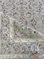 فرش افشان گل برجسته نقره ای 1200شانه طرح شاپرک کاشان