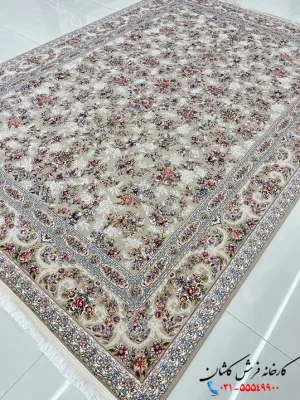 فرش بهشت نقره ای طرح رزا 1200 شانه کاشان