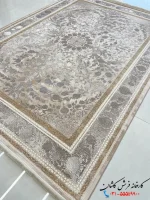 فرش طلاکوب جدید کرم 1200شانه طرح ژوبین کاشان