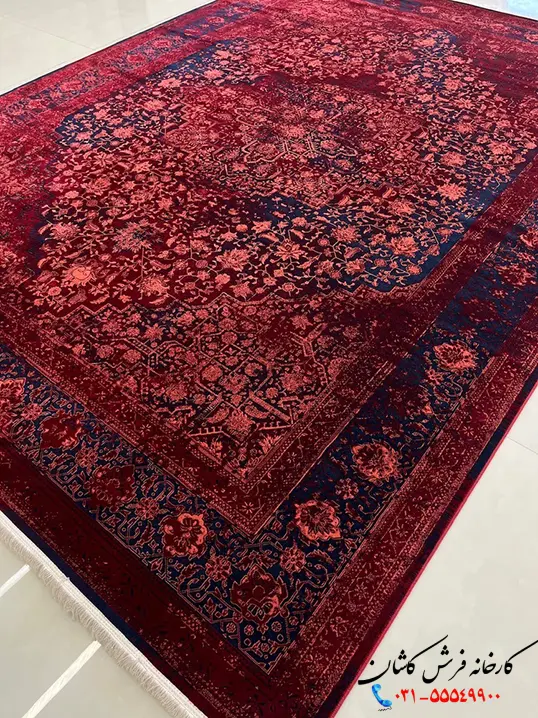 فرش ماشینی طرح دستباف گلبهی لاکی طرح هورام کاشان فرش ماشینی طرح دستباف گلبهی لاکی طرح هورام کاشان