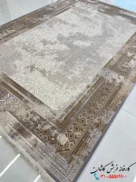 فرش مدرن کرم طلایی 1200شانه طرح گلکسی کاشان
