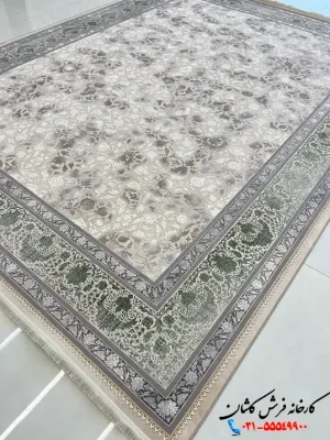 فرش موکا سبز 1200شانه طرح مانا کاشان