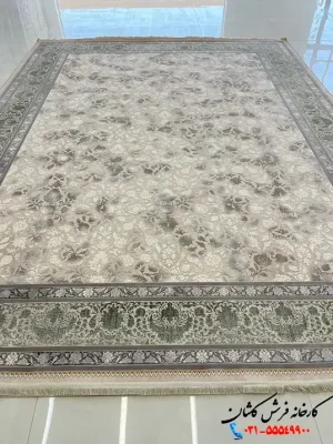 فرش موکا سبز 1200شانه مانا کاشان