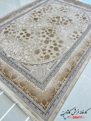 فرش نسکافه ای جدید 1200 شانه طرح کاسپین کاشان