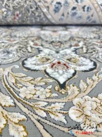 فرش نقره ای برجسته 1200 شانه طرح گلستان کاشان