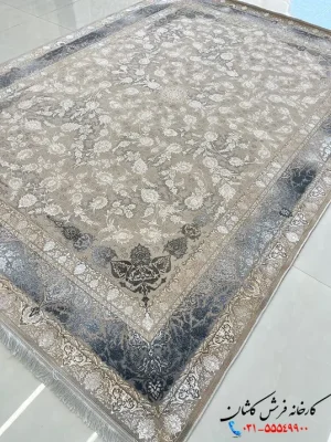 فرش نقره ای دلفینی 1200شانه طرح سوگند کاشان