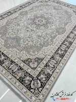 فرش نقره ای گل برجسته 1200 شانه طرح گلستان کاشان
