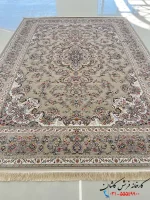 فرش نقره ای گل برجسته 1200شانه شاهرخ کاشان