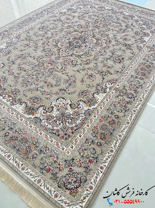 فرش نقره ای گل برجسته 1200شانه طرح شاهرخ کاشان فرش نقره ای گل برجسته 1200شانه طرح شاهرخ کاشان