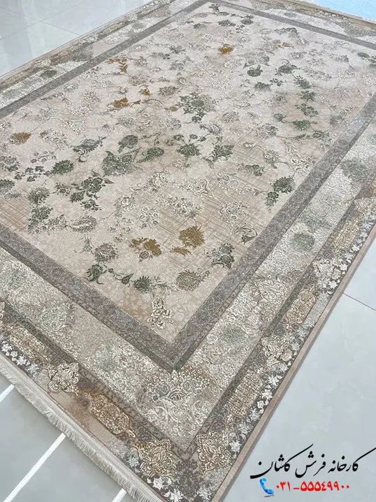 فرش پتینه کرم طلایی 1200 شانه طرح بهامین کاشان فرش پتینه کرم طلایی 1200 شانه طرح بهامین کاشان