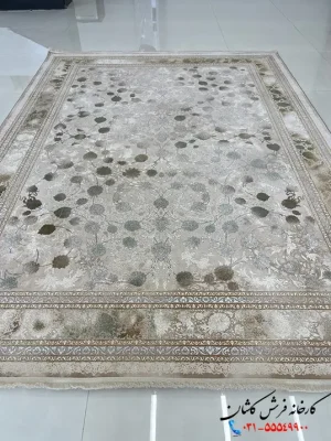 فرش کرم جدید گل برجسته 1200شانه شاهکار کاشان