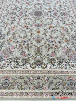 فرش گل ریز روشن نقره ای 1200 شانه گل مهر کاشان