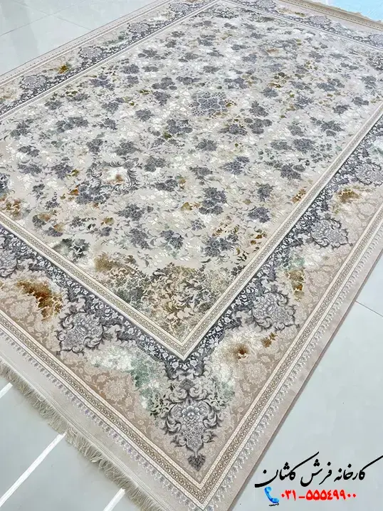 فرش 1200 شانه موکایی کرم طرح رونیا کاشان فرش 1200 شانه موکایی کرم طرح رونیا کاشان