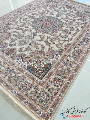 فرش ترنج دار 1200 شانه طرح جواهر کاشان