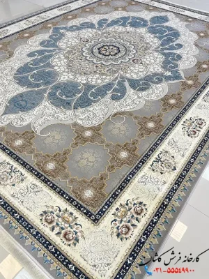 فرش ترنج دار 1200 شانه طرح چکاوک کاشان