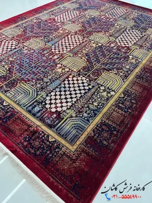 فرش لاکی سنتی 1200 شانه طرح گندم کاشان
