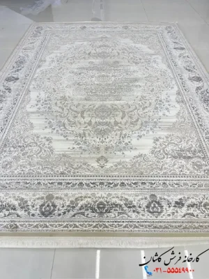 فرش وینتیج کرم 1200شانه طرح غزال کاشان