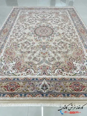 فرش کرم گل برجسته 1200 شانه طرح نیام