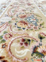 فرش کلاسیک گل برجسته کرم 1200شانه طرح شاهکار کاشان