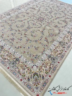 فرش گل ریز نقره ای 1200شانه طرح زرتاب کاشان