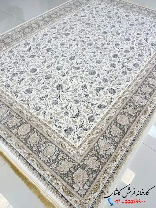 فرش افشان کرم 1200شانه طرح ساقی کاشان فرش افشان کرم 1200شانه طرح ساقی کاشان