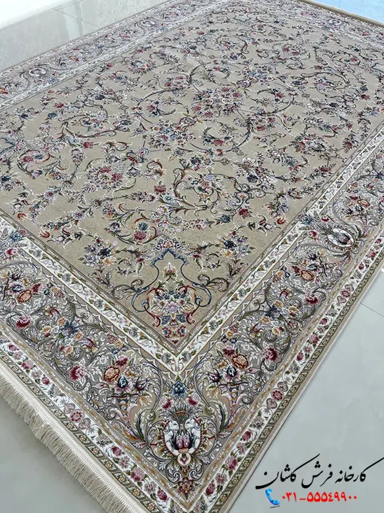 فرش افشان گل برجسته کرم 1200 شانه شاپرک کاشان فرش افشان گل برجسته کرم 1200 شانه شاپرک کاشان