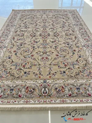 فرش افشان گل برجسته کرم 1200 شانه طرح شاپرک