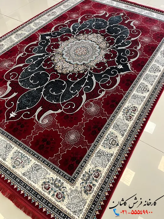 فرش ترنج دار لاکی 1200 شانه طرح چکاوک کاشان فرش ترنج دار لاکی 1200 شانه طرح چکاوک کاشان