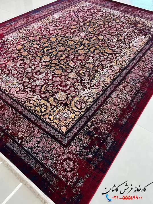 فرش قرمز لاکی جدید 1200شانه طرح آران کاشان فرش قرمز لاکی جدید 1200شانه طرح آران کاشان